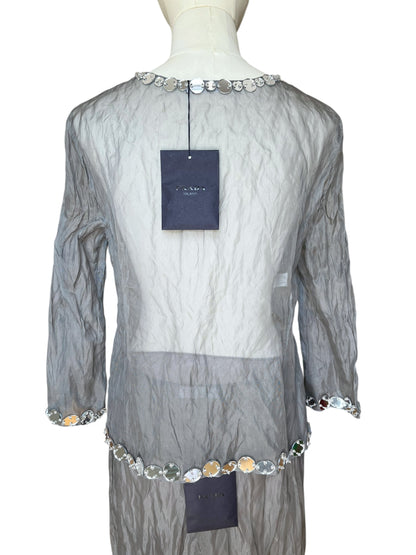 Prada SS 1999 Crushed Silk Mirror-Embellished Ensemble