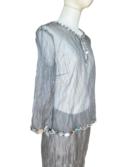 Prada SS 1999 Crushed Silk Mirror-Embellished Ensemble