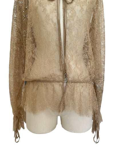 Givenchy Sheer Lace Blouse with Crystals