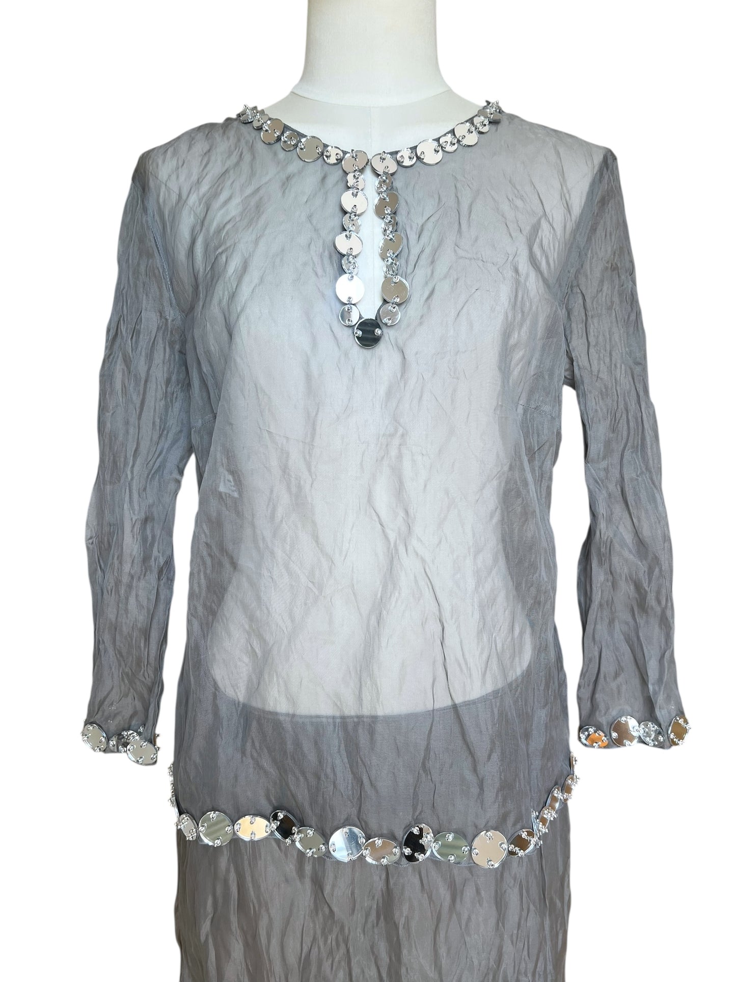 Prada SS 1999 Crushed Silk Mirror-Embellished Ensemble