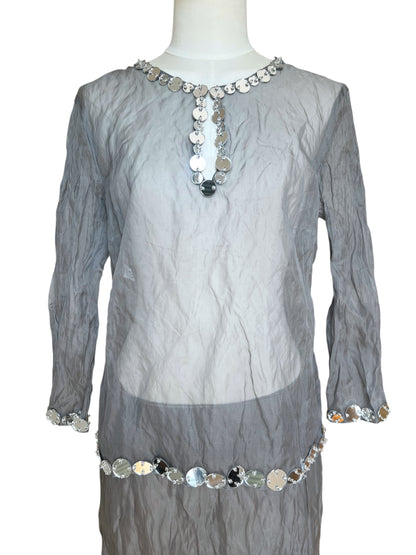 Prada SS 1999 Crushed Silk Mirror-Embellished Ensemble