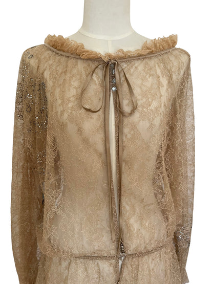 Givenchy Sheer Lace Blouse with Crystals