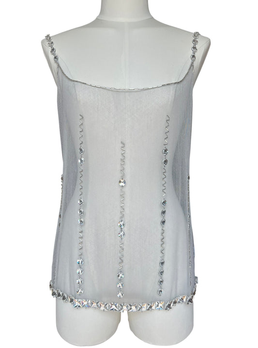 Prada FW1997 grey tulle embroidered top