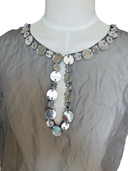 Prada SS 1999 Crushed Silk Mirror-Embellished Ensemble
