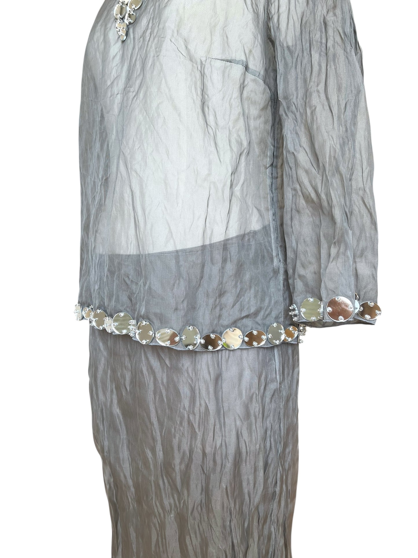 Prada SS 1999 Crushed Silk Mirror-Embellished Ensemble