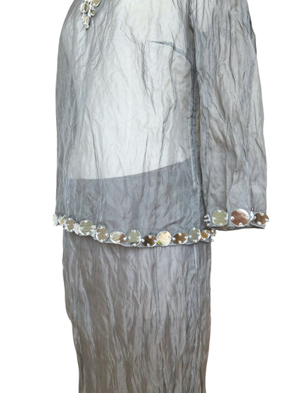 Prada SS 1999 Crushed Silk Mirror-Embellished Ensemble