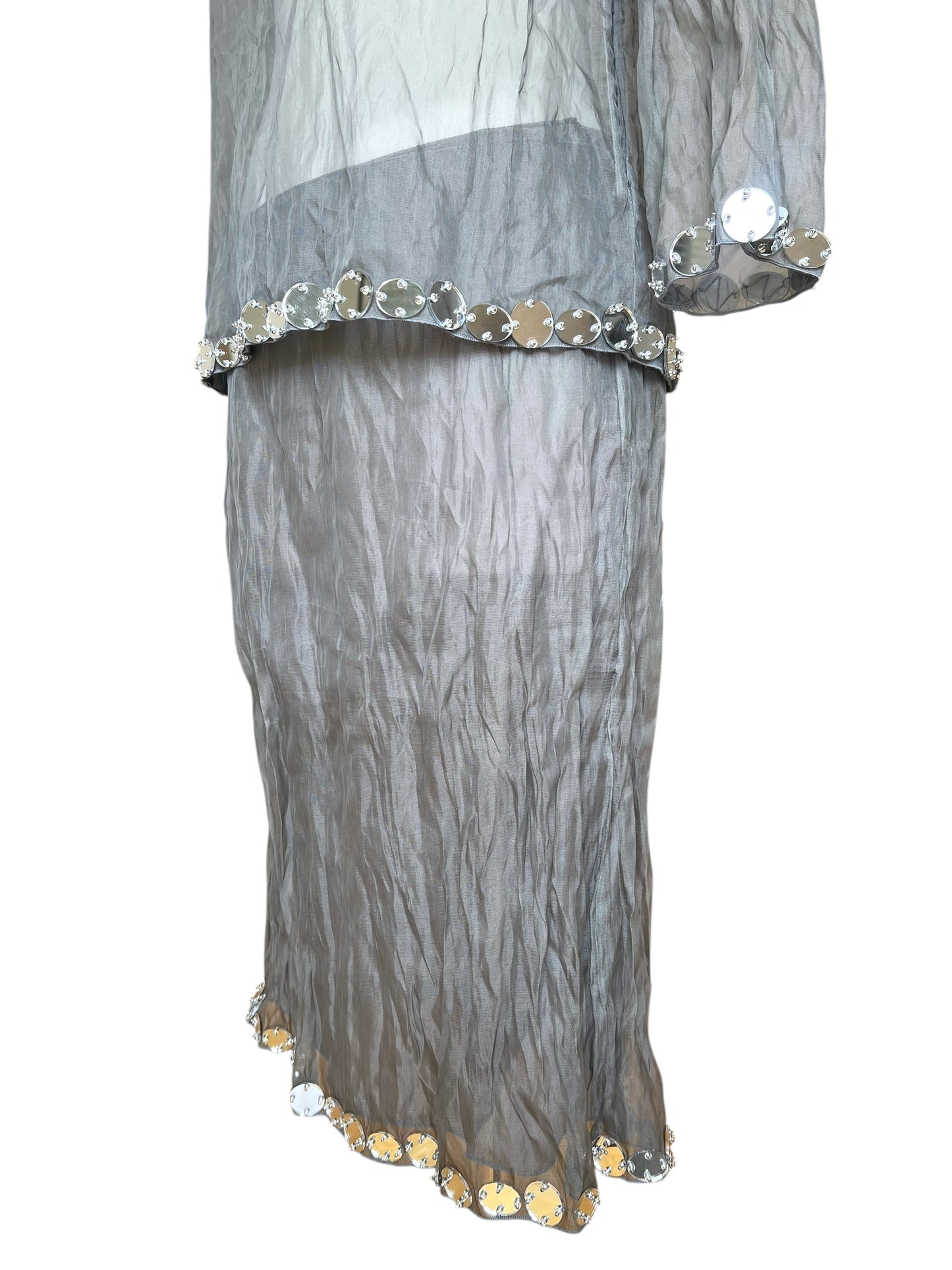Prada SS 1999 Crushed Silk Mirror-Embellished Ensemble