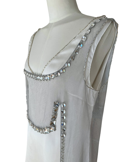 Prada FW 1997 embellished white mini dress