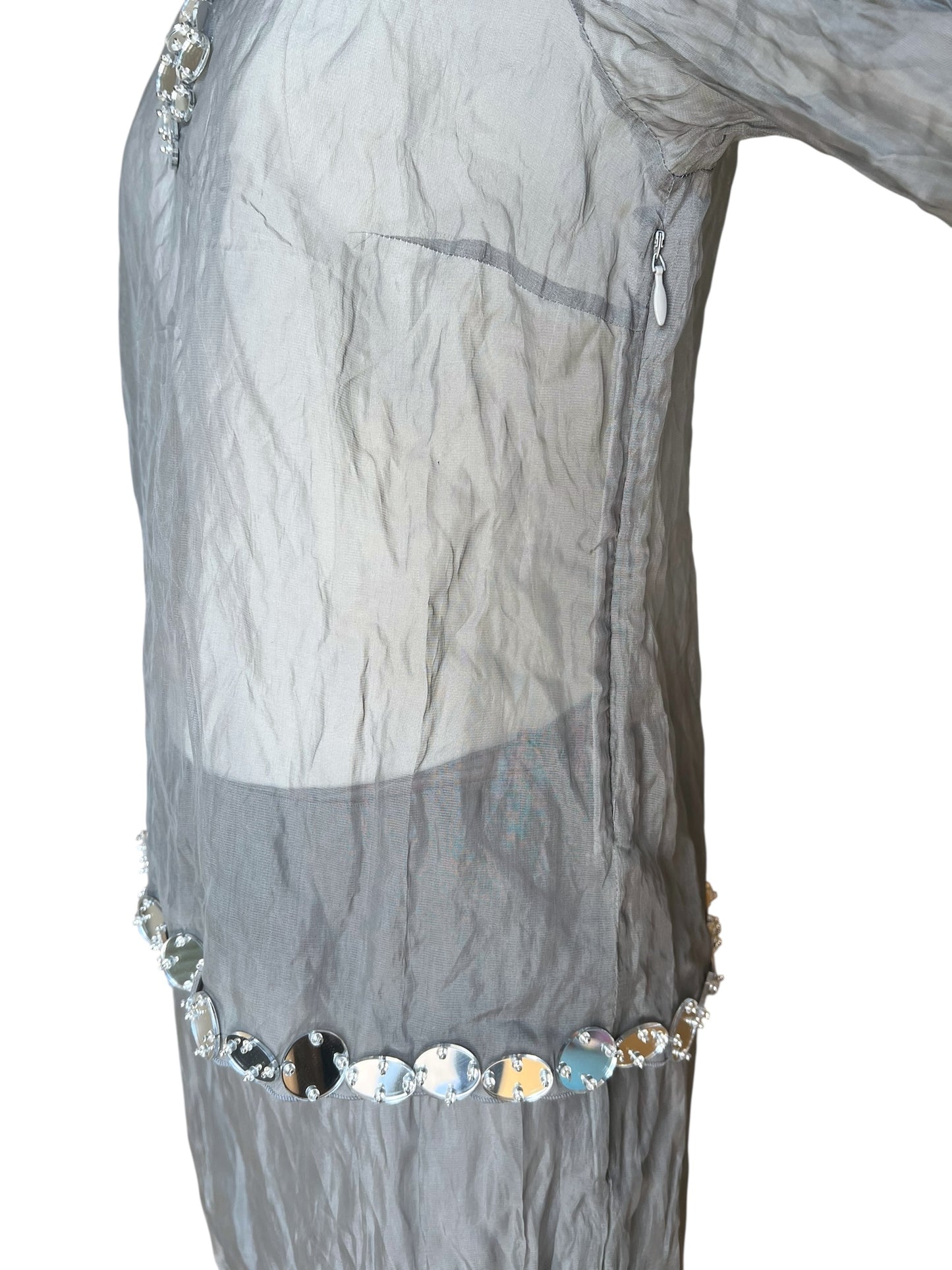 Prada SS 1999 Crushed Silk Mirror-Embellished Ensemble