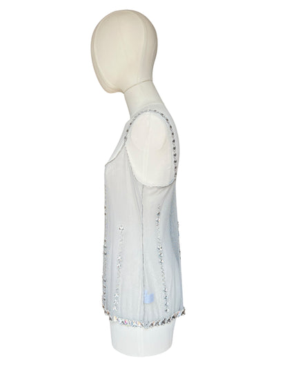 Prada FW1997 grey tulle embroidered top