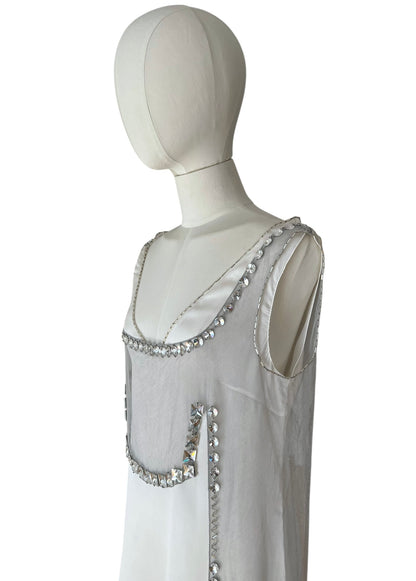 Prada FW 1997 embellished white mini dress
