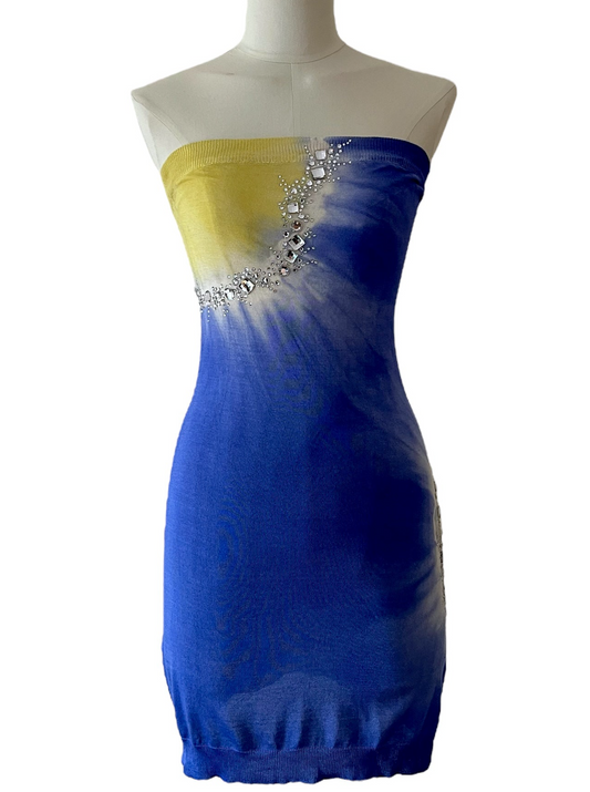 Blumarine dress tye dye blue yellow