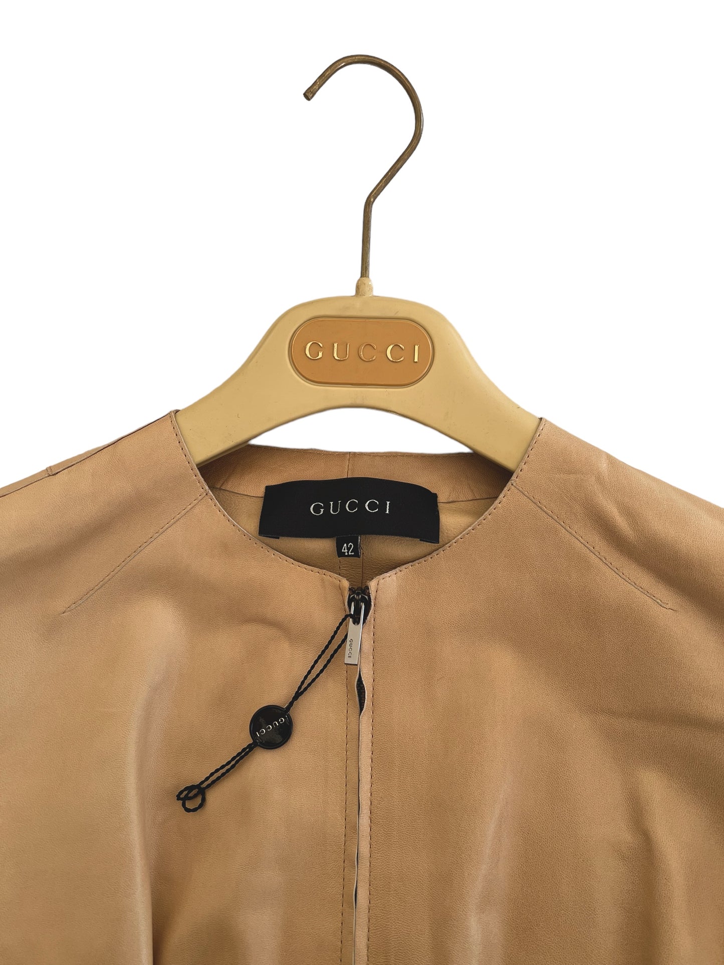 Gucci sand beige leather jacket