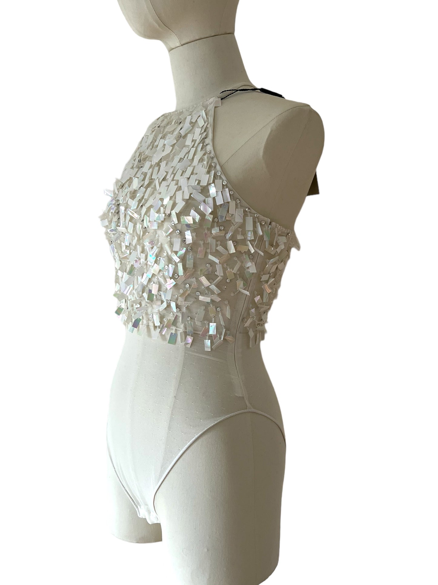 Emporio Armani top bianco con paillettes