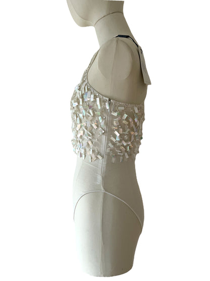 Emporio Armani top bianco con paillettes