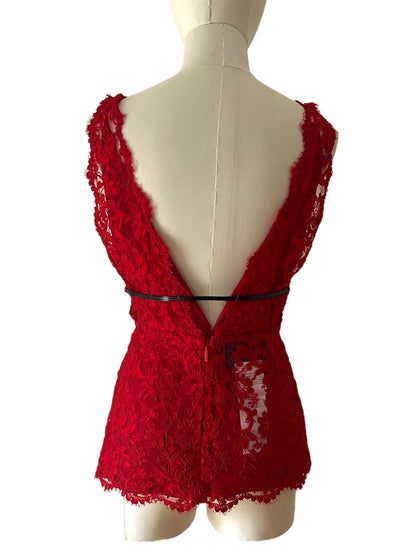 Gucci top rosso in pizzo