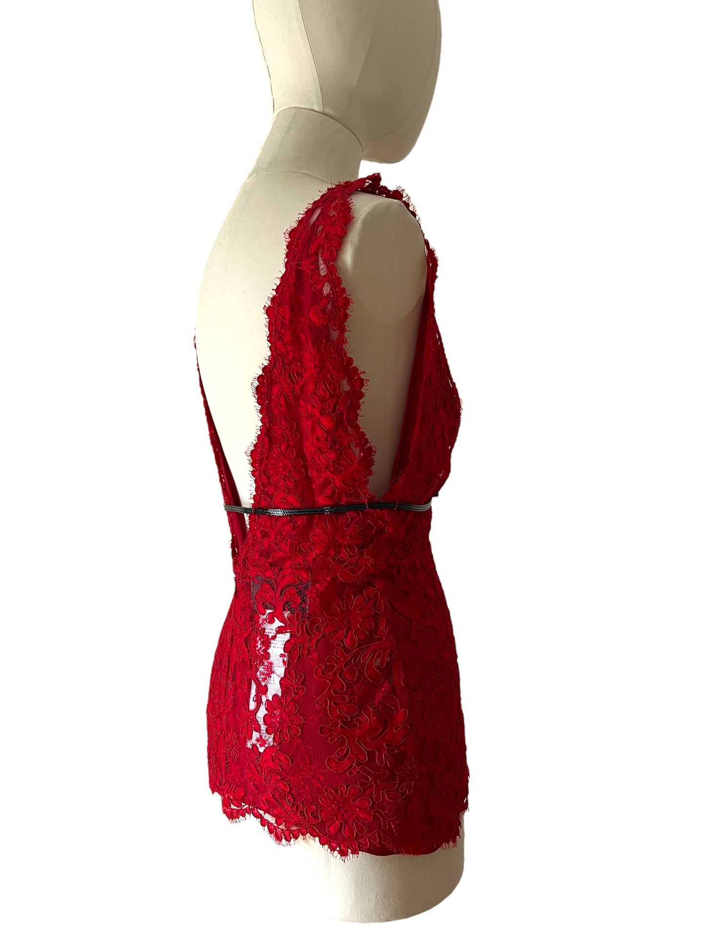 Gucci top rosso in pizzo