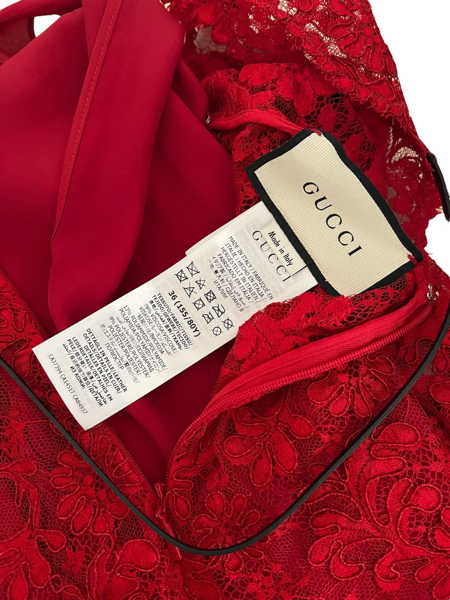 Gucci top rosso in pizzo