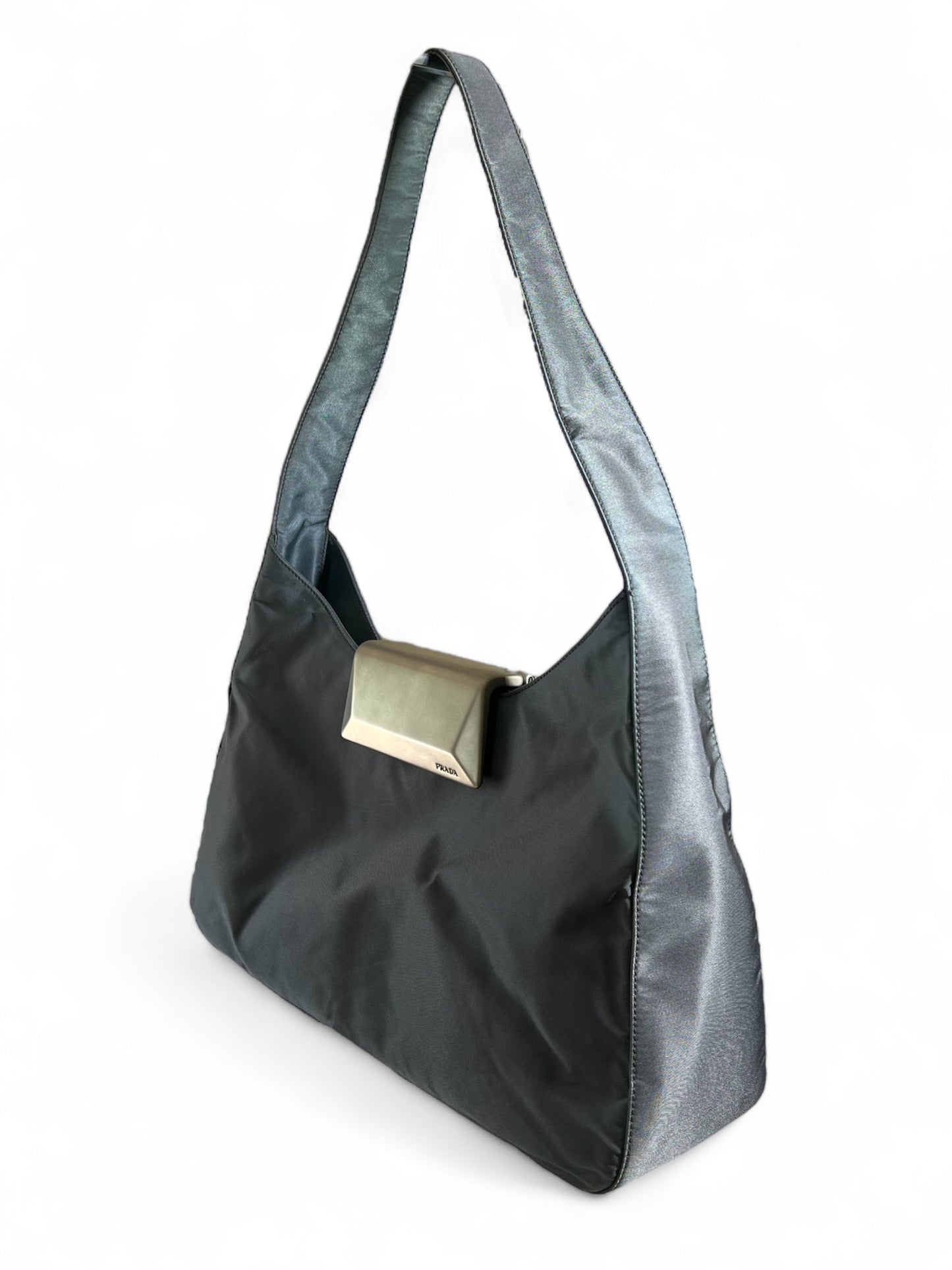 Prada grey iridescent classic bag