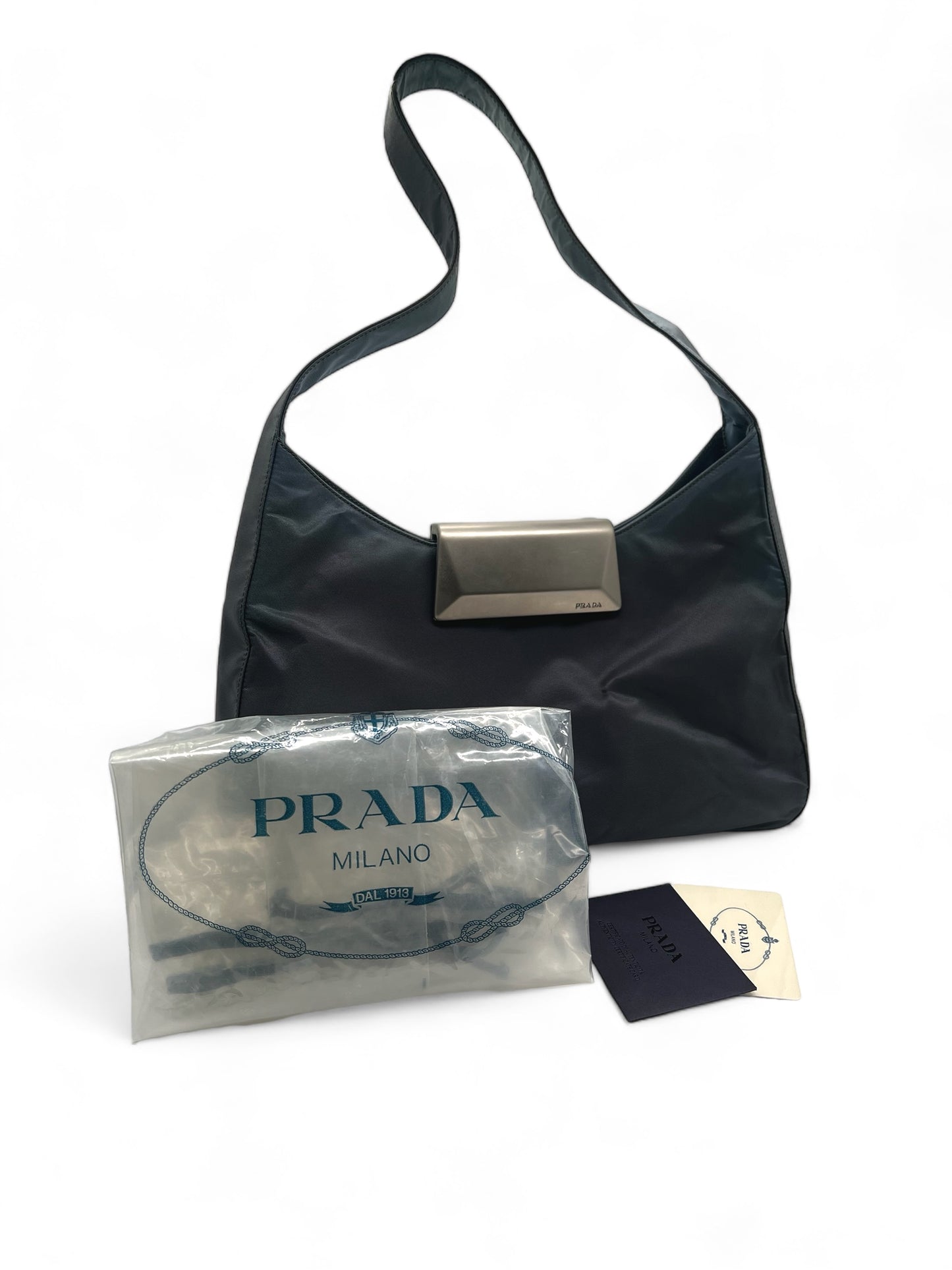 Prada grey iridescent classic bag