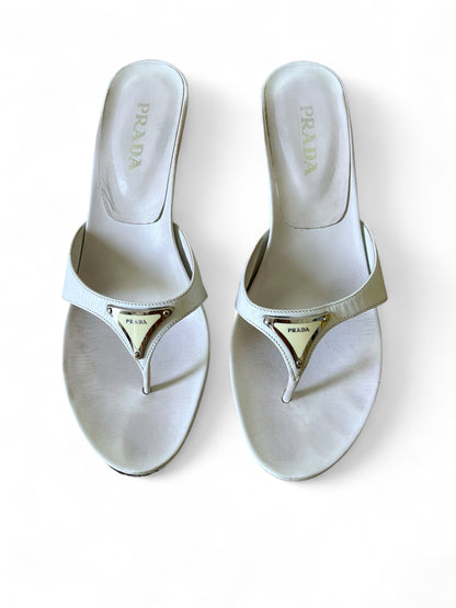 Prada white flip-flops