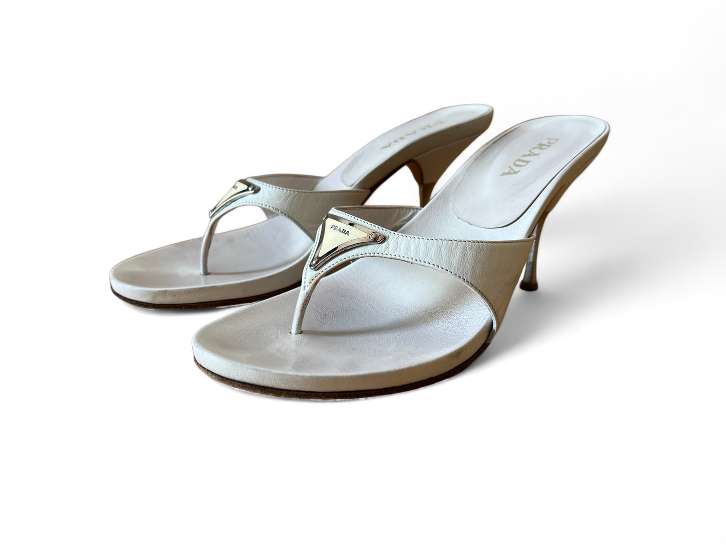 Prada white flip-flops