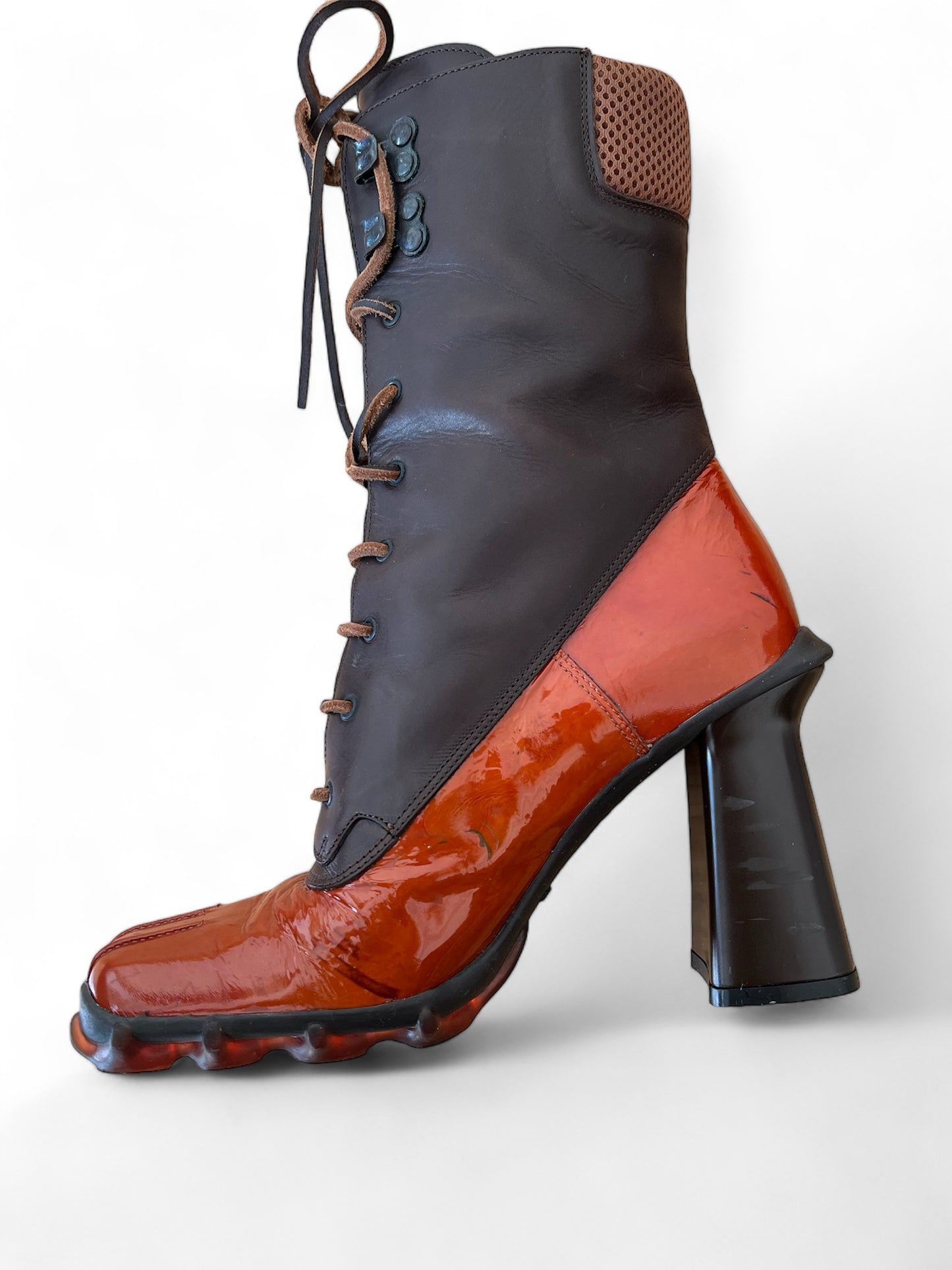 Miu Miu bubble sole boots brick/dark brown