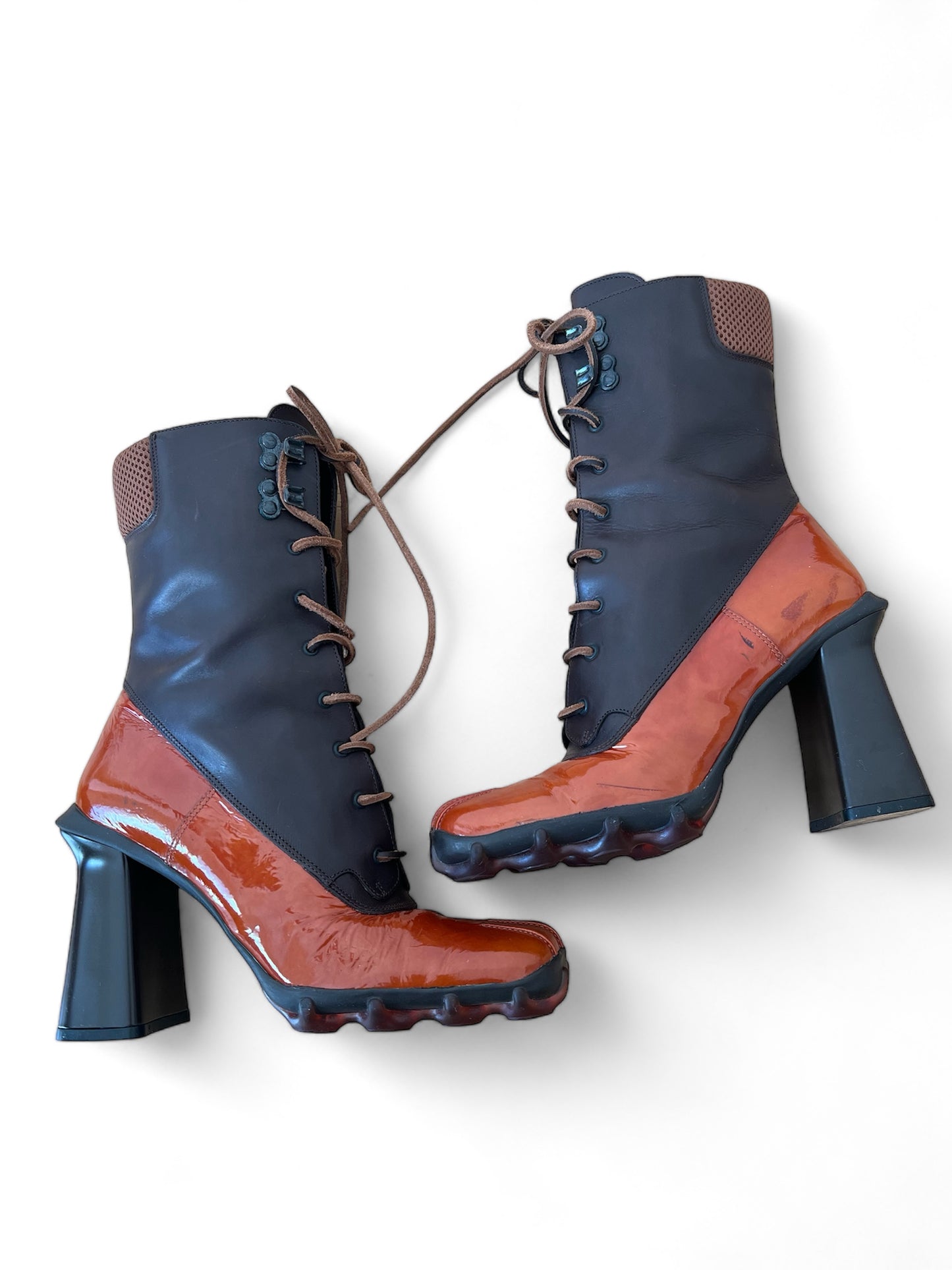 Miu Miu bubble sole boots brick/dark brown