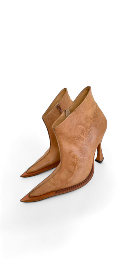 Charlotte Knowles beige leather boots