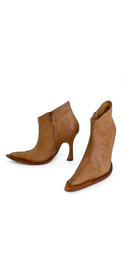 Charlotte Knowles beige leather boots