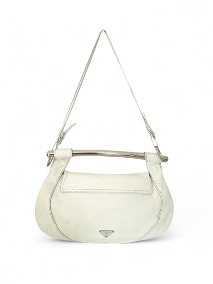 Prada borsa in pelle beige crema