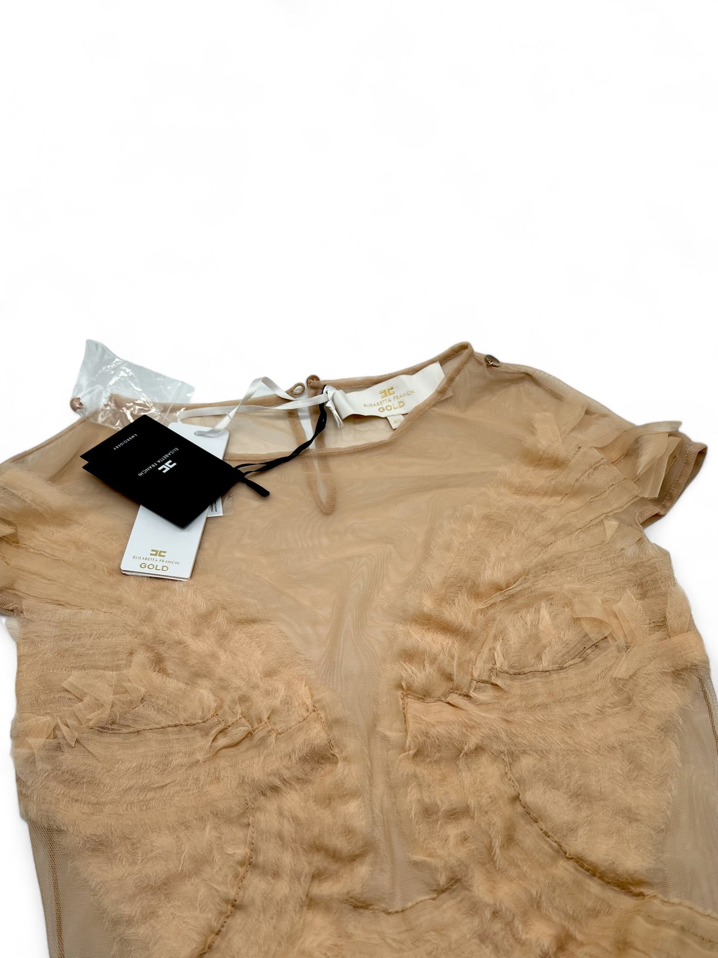 Elisabetta Franchi nude tulle top