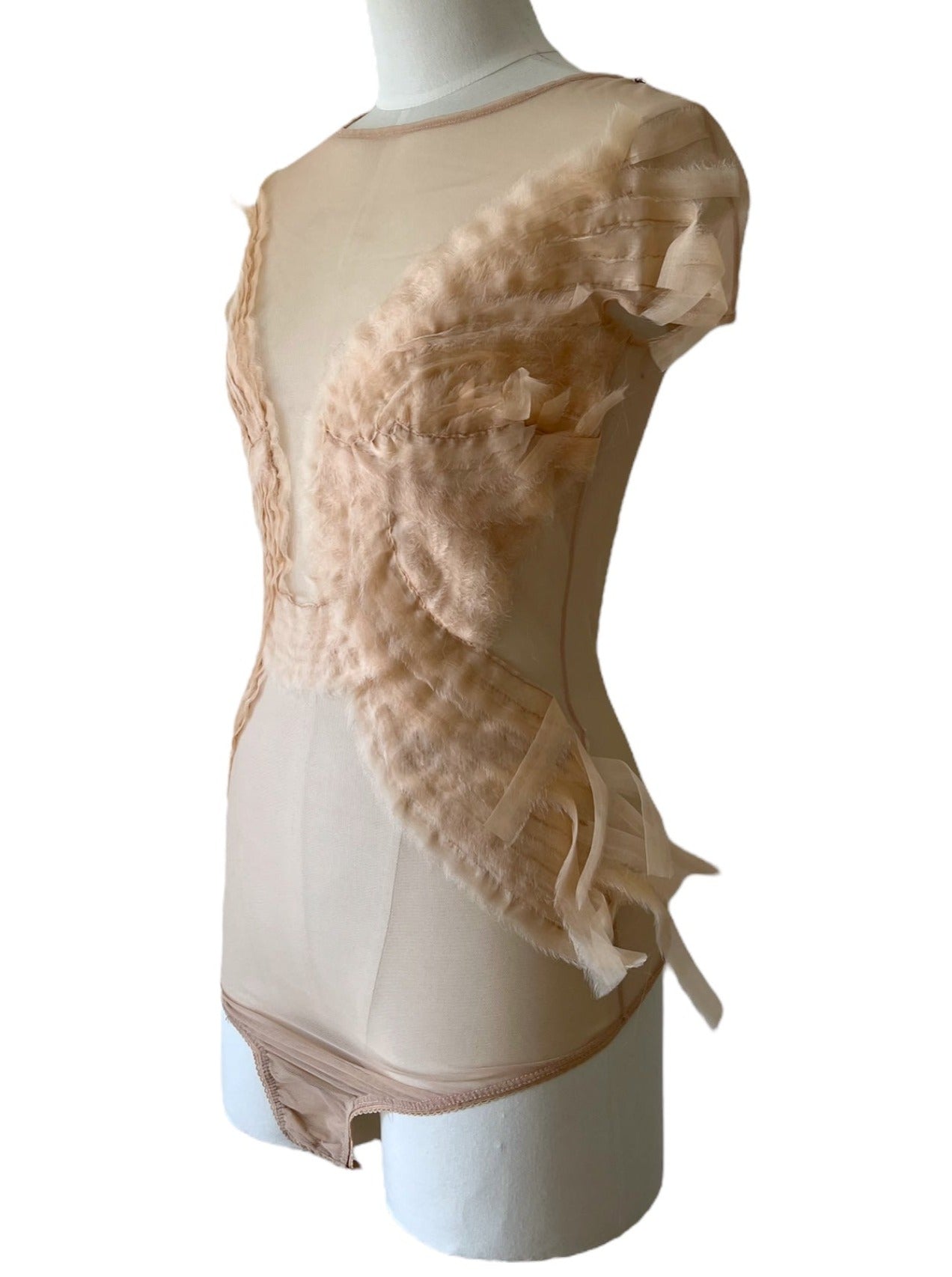 Elisabetta Franchi top nude in tulle 