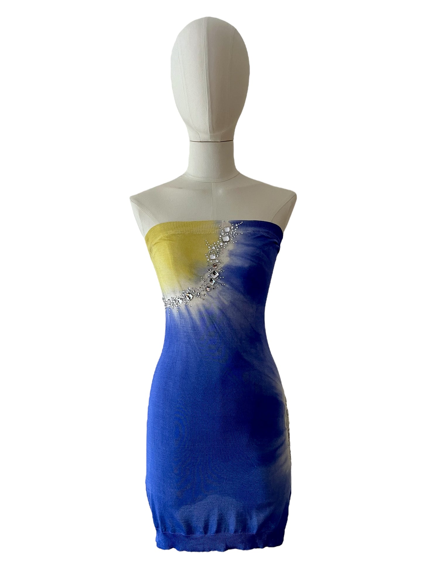  Blumarine abito tye dye blu giallo