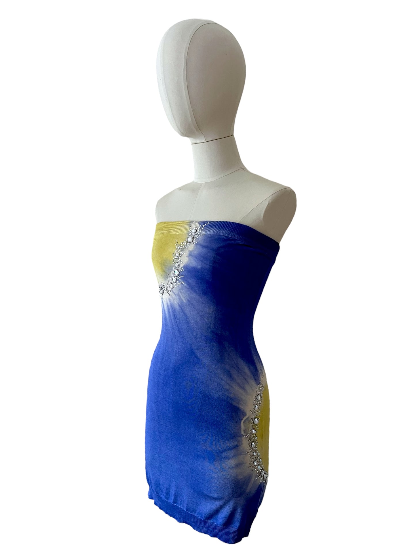  Blumarine abito tye dye blu giallo