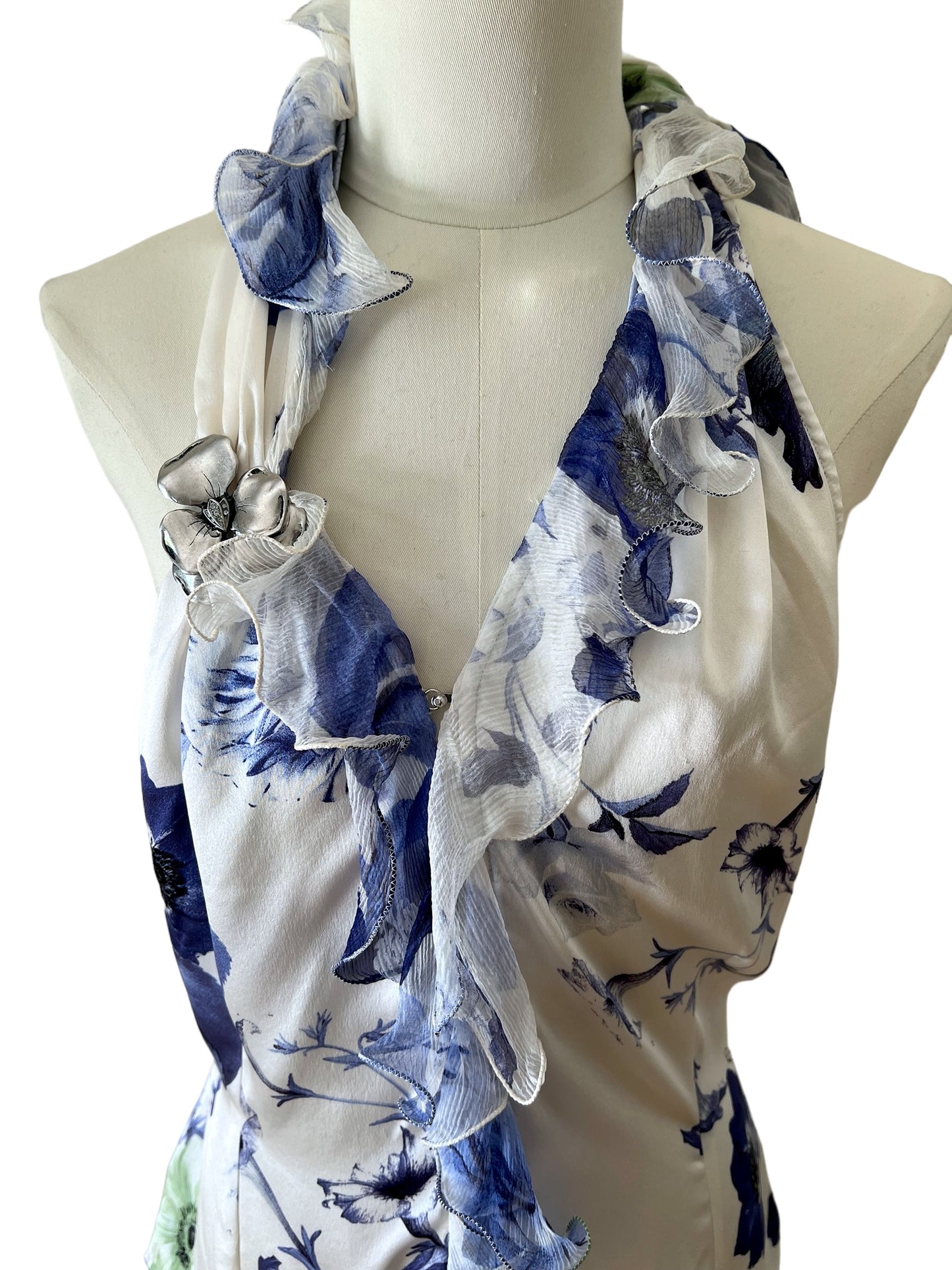 Roberto Cavalli white and blue top