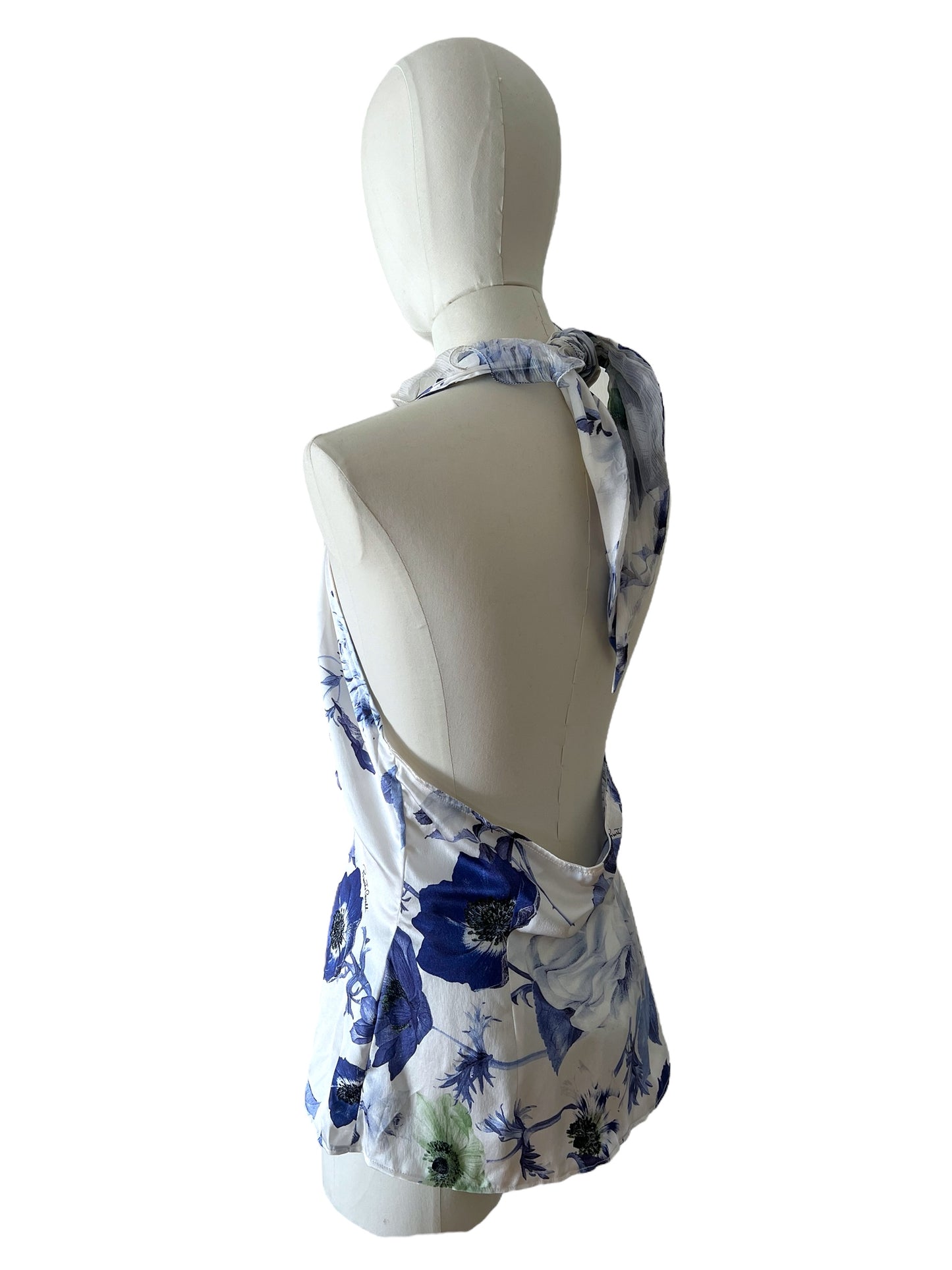 Roberto Cavalli white and blue top