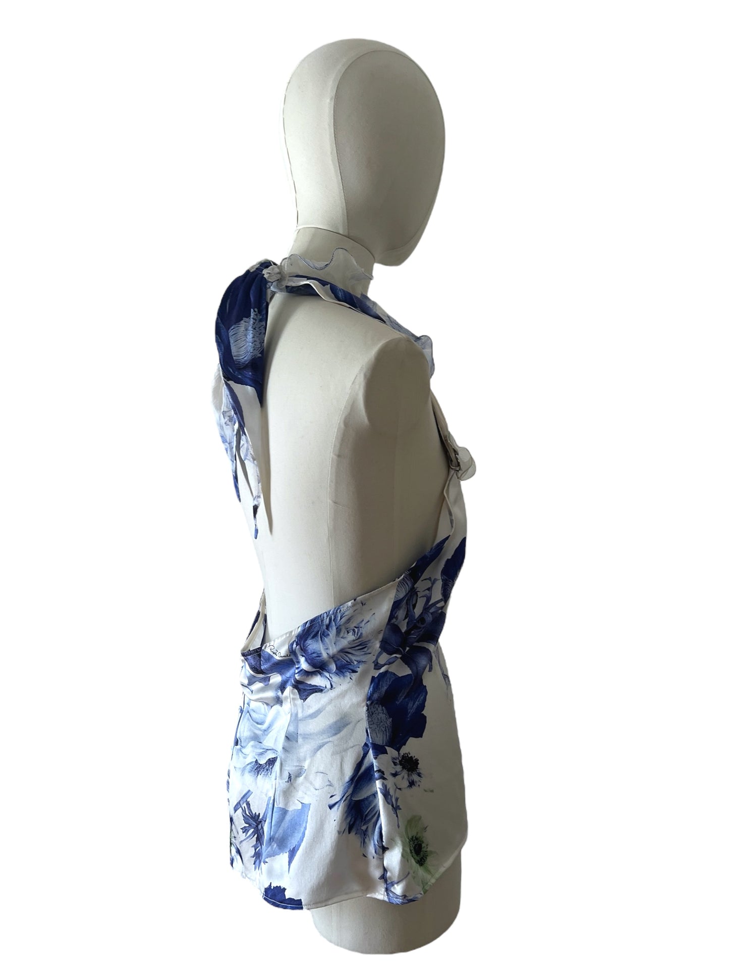 Roberto Cavalli white and blue top