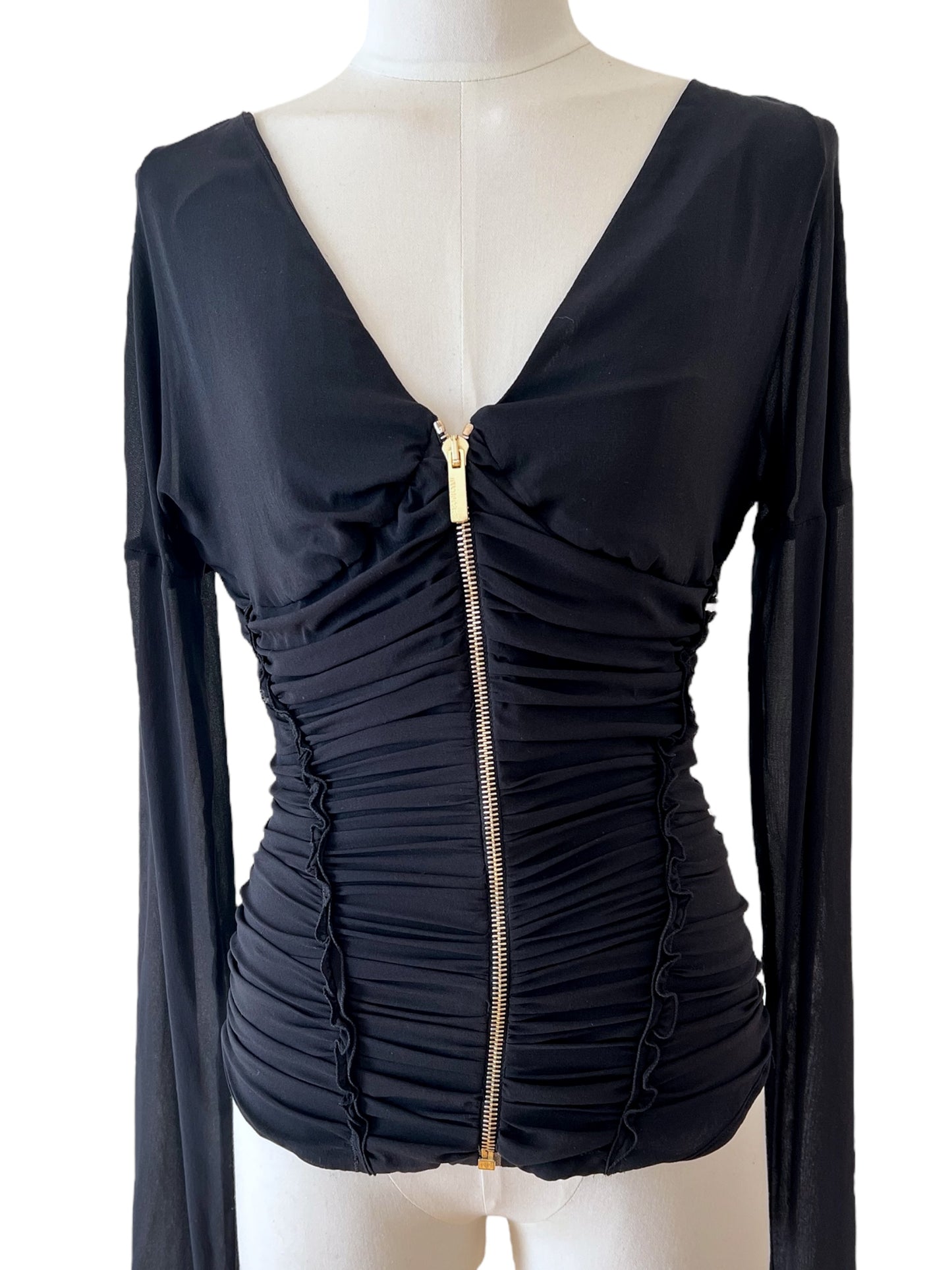 Roberto Cavalli black silk corset top