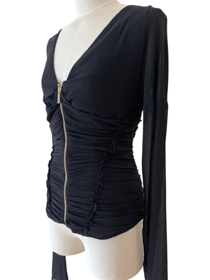 Roberto Cavalli black silk corset top