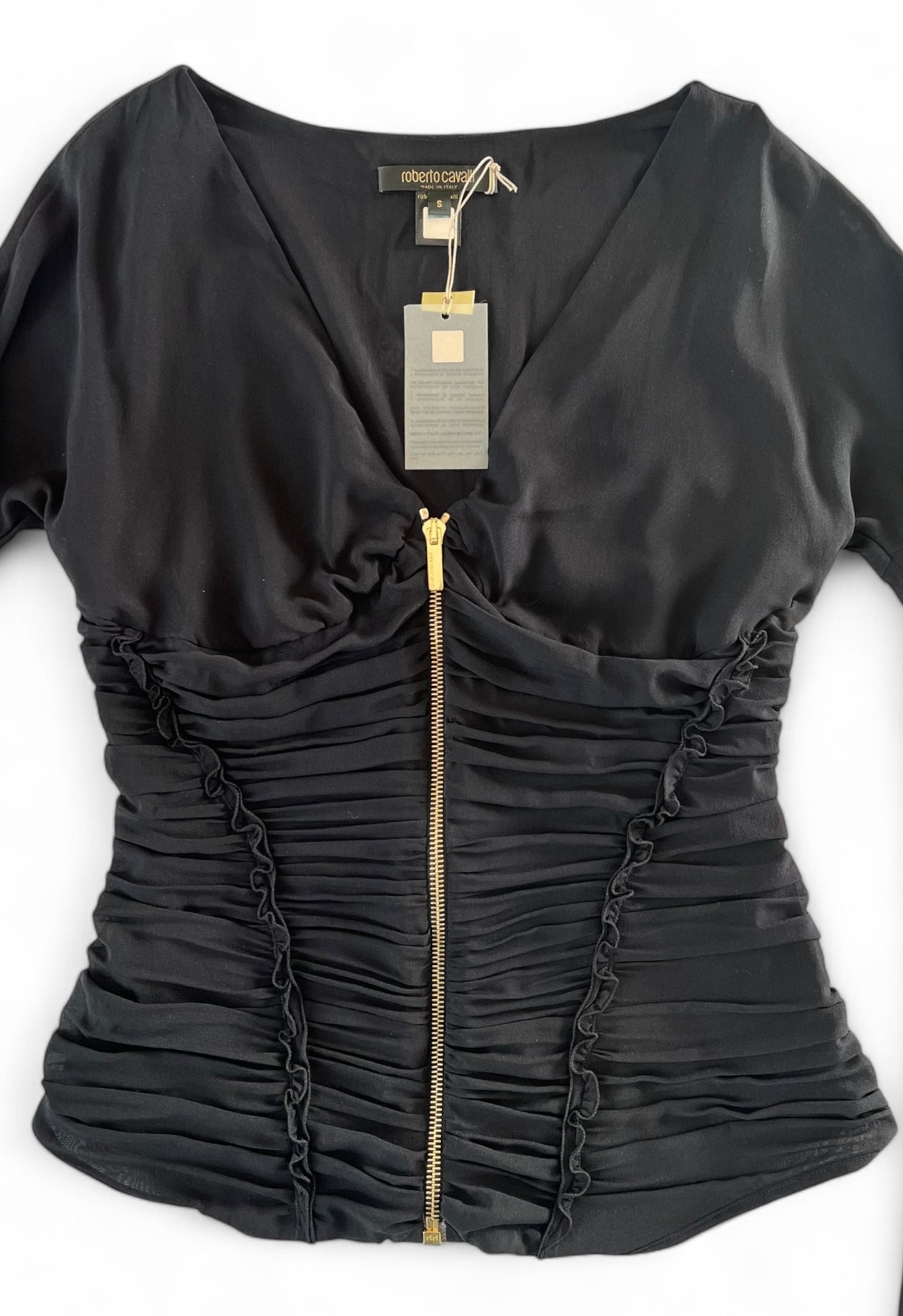 Roberto Cavalli black silk corset top