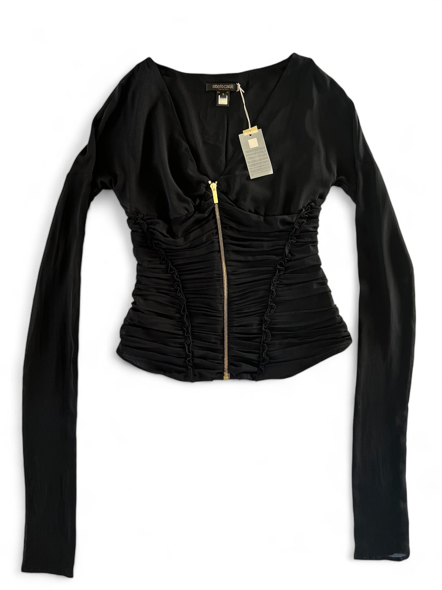 Roberto Cavalli black silk corset top