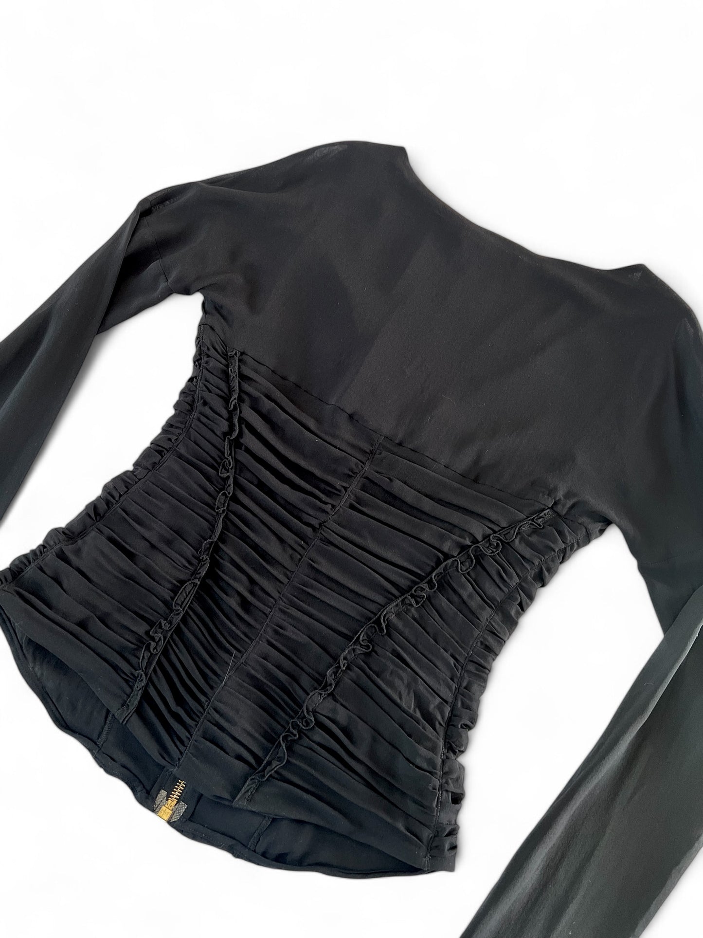 Roberto Cavalli black silk corset top