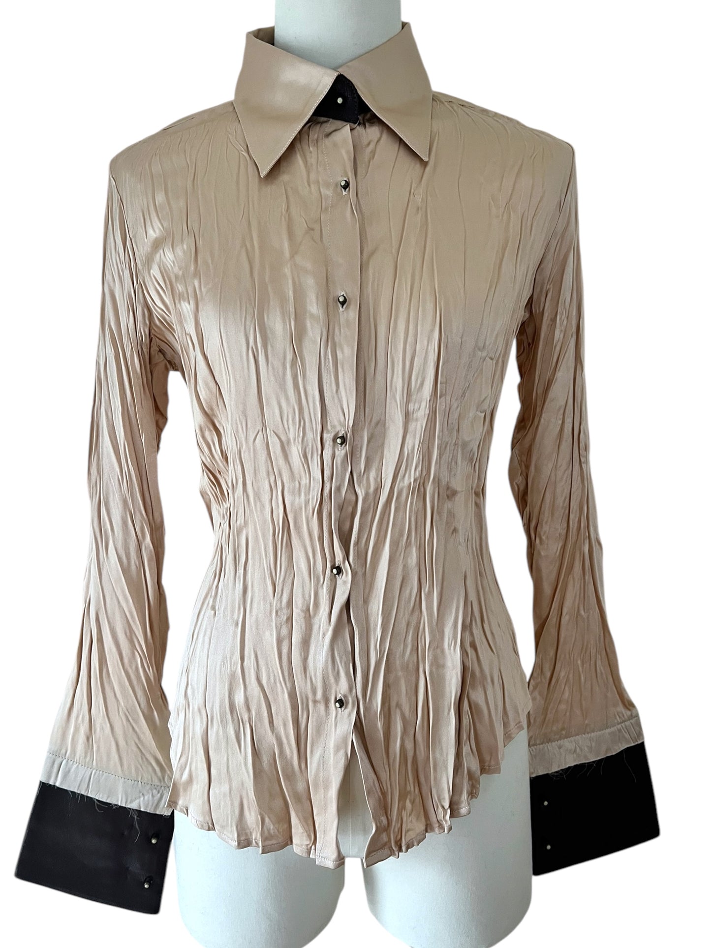 Roberto Cavalli dusty pink crinckle shirt