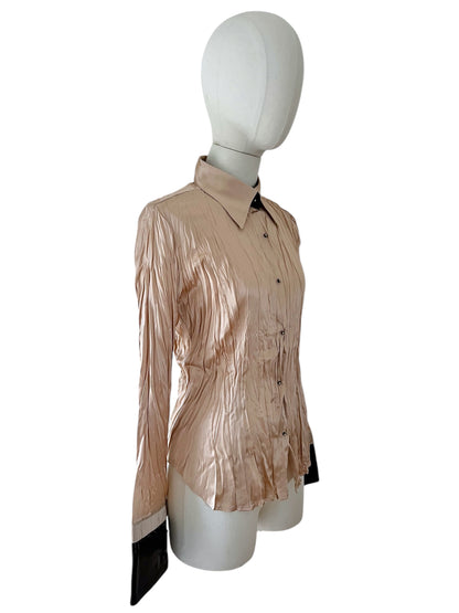 Roberto Cavalli dusty pink crinckle shirt