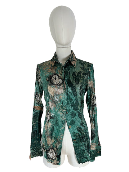 Roberto Cavalli Green silk shirt