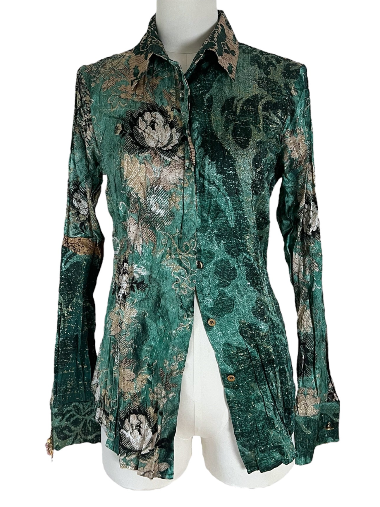 Roberto Cavalli Green silk shirt