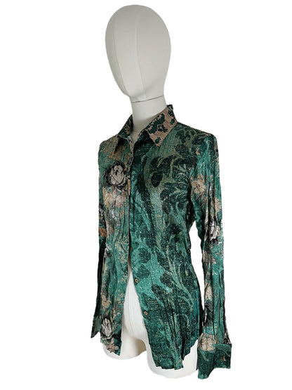 Roberto Cavalli Green silk shirt