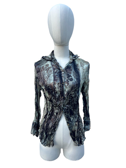 Roberto Cavalli silk printed crinckle shirt