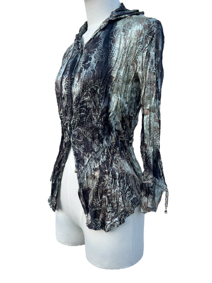 Roberto Cavalli silk printed crinckle shirt